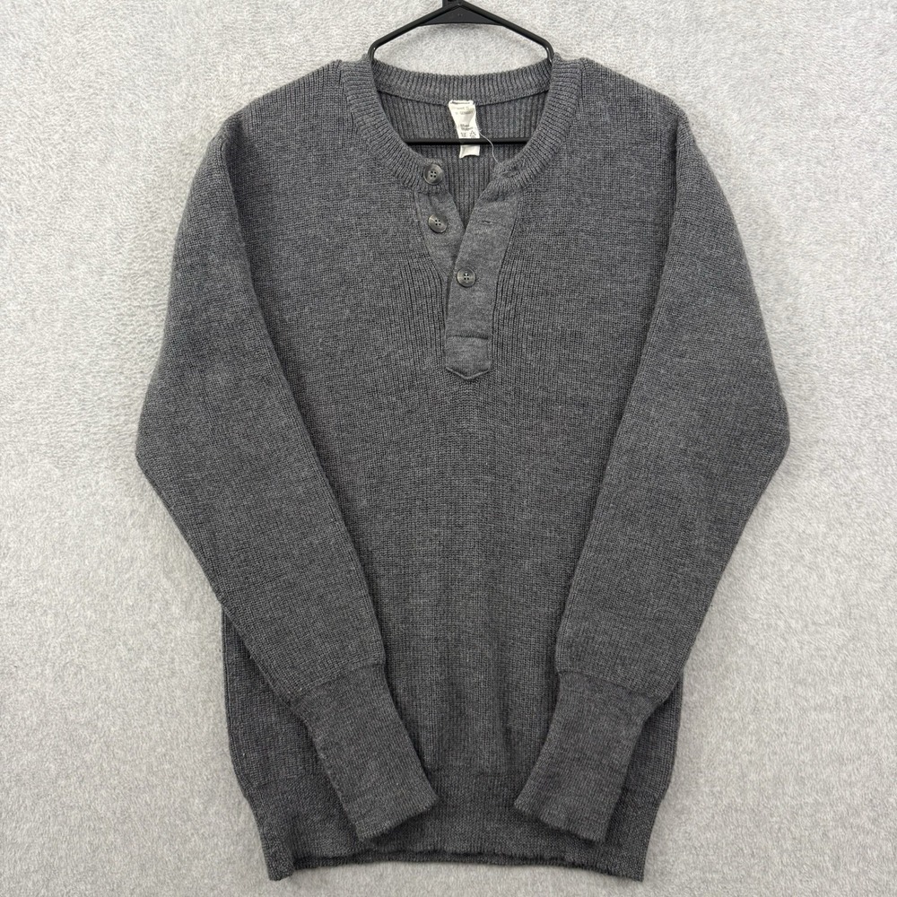 Wusken Henley Sweater Men's Large Gray Wool Blend Grandpa West Germany Preppy